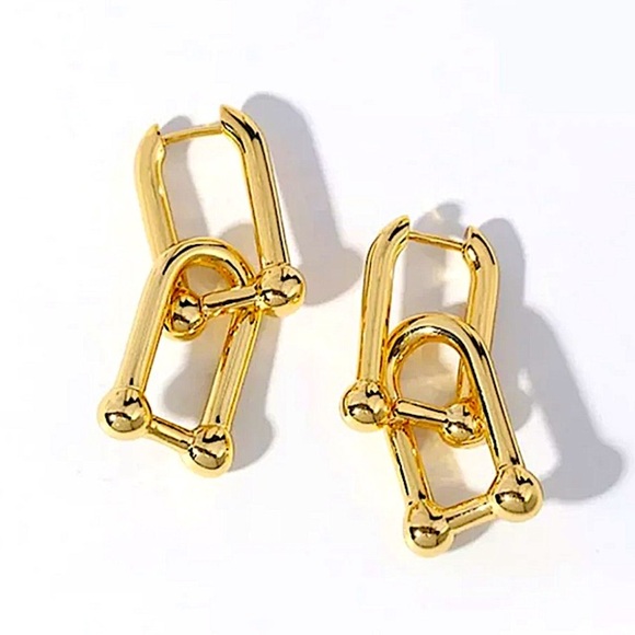 U Link Horseshoe Gold Plated Necklace Bracelet Ring Earrings Matching Set - Picture 10 of 12